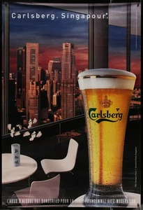 Orig CARLSBERG SINGAPORE BEER 47x68 French Advertising Poster BUS SHELTERS Malls - Picture 1 of 1