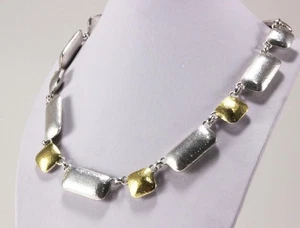 GURHAN 925 STERLING SILVER & 24K YELLOW GOLD VERMEIL LINK CHAIN NECKLACE - Picture 1 of 8