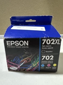 New Epson 702XL/702 T702XL-BCS Black/Tri-color Ink Cartridge - Picture 1 of 3