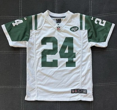 Camiseta deportiva juvenil Nike New York Jets #24 Darrelle Revis blanca en el campo talla M NFL Foto 1 de 4