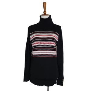 Tommy Hilfiger Turtle Neck Black 90s Vintage Y2K Sweater Medium NWT - Picture 1 of 8
