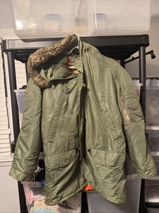 Vintage 1960er Militär Typ N-3B grün Parka Mantel Pilot Fliegerjacke USA Herren S - Bild 1 von 8