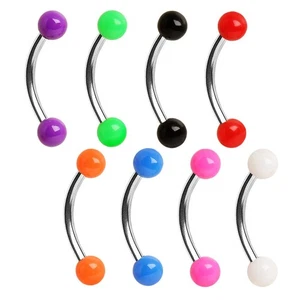 Augenbrauenring 316L Chirurgenstahl mit massiven UV-Kugeln - Bild 1 von 18