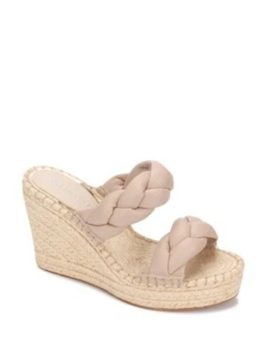 Sandalias sin cordones Kenneth Cole para mujer beige 1-1/2" plataforma Olivia cuña abierta 6 M Foto 1 de 3