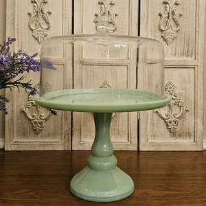 Pioneer Woman Jadeite Glass Domed Cake Stand – 10.5” Diameter, 13.5” Tall - Picture 1 of 10