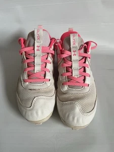 Under Armour Girls' Glyde Rm Jr. Softball Cleats White & Pink - Size 2.5Y - Picture 1 of 7