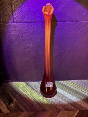 Jarrón vintage vikingo 12" rojo ámbar oscilante ¡cadmio brilla naranja! Foto 1 de 4