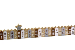 Holz Adventskalender Stadt mit goldenem Stern L: 40cm - Adventsdeko, Weihnachten - Bild 1 von 2