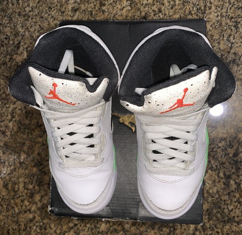 Scarpe Jordan 5 retrò bianche rosse "verde veleno" BLK taglia 12C 440889 115