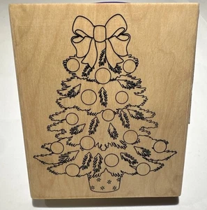 1 Erinnerungen Weihnachtsbaum Noel Ornamente Schleife Holz Tintenstempel - Bild 1 von 2