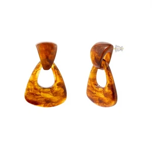 Tortoise Shell Resin Dropper Earrings - Picture 1 of 2
