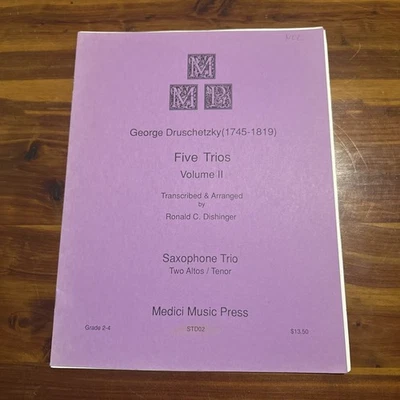 George Druschetzky Saxophone Trio Five Trios Vol II Medici STD02 Sheet Music - Image 1 of 3