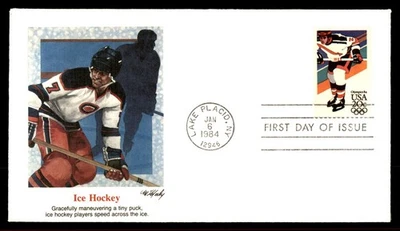 Mayfairstamps US FDC 1984 New York Ice hockey First Day Cover aau_49299 - Image 1 of 2