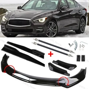 For INFINITI Q50 14-23 Front Rear Bumper Lip Spoiler Splitter Kit + Side Skirt - Picture 1 of 15