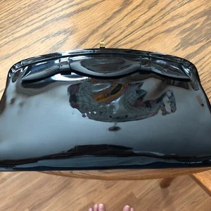 vintage black patent leather clutch purse - Picture 1 of 3