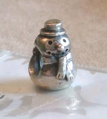 Muñeco de nieve Pandora de plata esterlina .925 ALE con bufanda 790374, ¡retirado! Foto 1 de 4