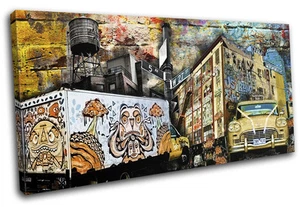 New York Graffiti Grunge Urban SINGLE CANVAS WALL ART Picture Print - Picture 1 of 1
