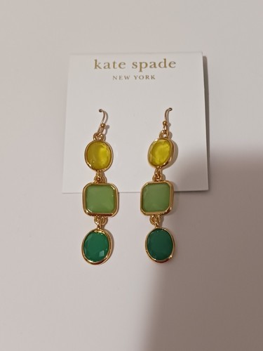 Coriandoli rivestiti in cristallo lineare oro Kate Spade nuovi con etichette gemme giallo verde Kate Spade $68