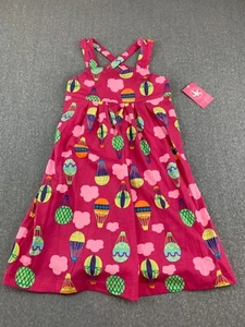 J.Khaki Kids Stretch Knit A-line Jumper Dress Girl Size 4T Pink Hot Air Balloons - Picture 1 of 14
