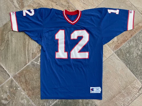 Vintage Buffalo Bills Jim Kelly Champion Football Jersey, Size 44, Large Cover