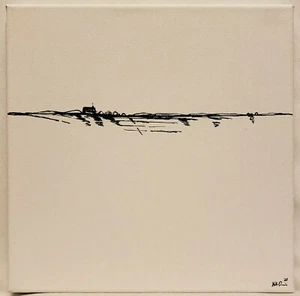 No.442 Original Abstract Minimal Landscape Drawing On Canvas By K.A.Davis - Picture 1 of 12