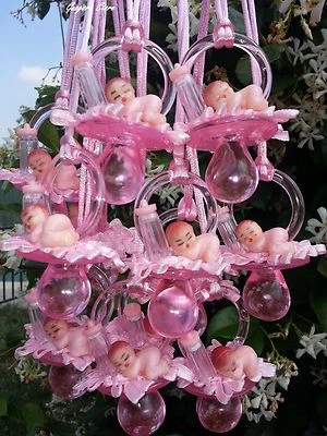 Pacifier Necklaces Small Plastic Baby Shower Game Favors Prizes bottle Pink,Blue - Image 1 of 4