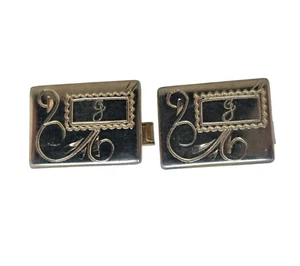 Gemelos grabados rellenos de oro vintage con inicial G en escritura - Imagen 1 de 7