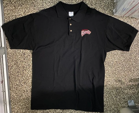 Vintage Embroidered Black Sacramento River Cats Red Polo Shirt Mens Size Large Cover