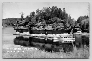 RPPC The Wisconsin at Lone Rock Lower Dells Lake Delton CO UNP Photo Postcard - Picture 1 of 2