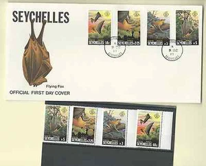 SEYCHELLES 1981 OFFICIAL 2 FDC's & MNH SET & S/S SC 479-82a FLYING FOX FREE SHIP - Picture 1 of 1