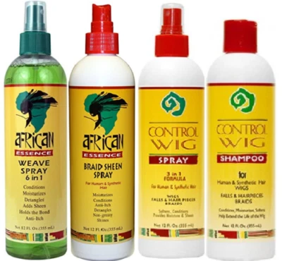 AFRICAN ESSENCE HAIR CARE SHAMPOO,BRAID SHEEN, WIG CONTROL,6 in 1WEAVE SPRAY!!!!