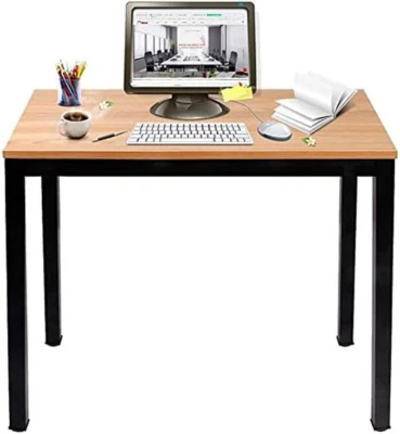Scrivania compatta per Computer PC Tavolo da Pranzo in Acciaio Legno, 80x40cm Po - Immagine 1 di 4