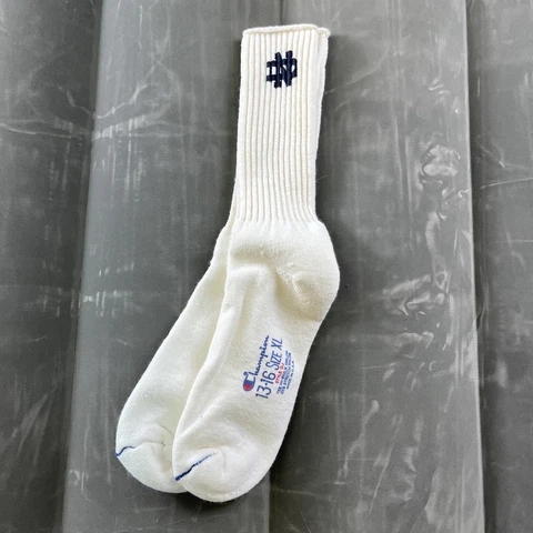 Vintage Champion Notre Dame Crew Socks Size 13-16 White Logo NCAA Basketball Cover