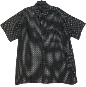 Marc  Edwards ~Men's Size XL~ Black 100% Silk Shirt  Short  Sleeve Button  Down  - Picture 1 of 10