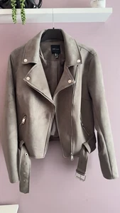 New Look Suede Biker Jacket Size 10 - Picture 1 of 5