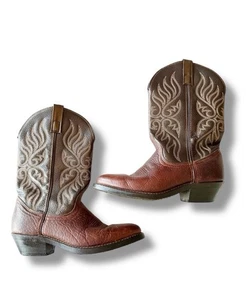 Laredo Women’s 5742 Lea Vamp Fox Brown Leather Boots Cowgirl Boots Size 7.5 M - Picture 1 of 12