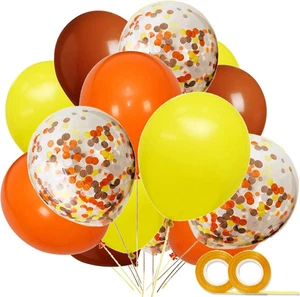 40Pcs 12 Inch Brown Orange Yellow Latex Balloons with Confetti Balloon for Baby - Picture 1 of 12