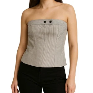 Top sin tirantes ZARA NUEVO SIN ETIQUETAS, beige/crema talla grande - Imagen 1 de 10
