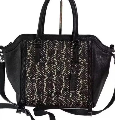 Linea Pelle Italian Leather Tote Handbag Crossbody Shoulder Bag Animal Print - Image 1 of 4