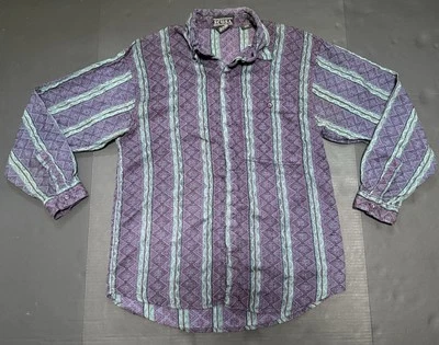 VTG Scusa Men's Button Shirt Sz M Striped Geometric 53209 Long Sleeve - Image 1 of 4