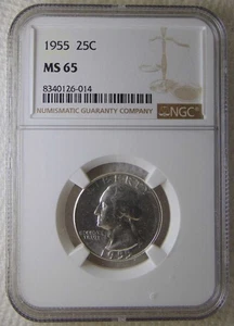 1955 Washington Silver Quarter Dollars  25C, NGC MS65, SWEET COIN!!! - Picture 1 of 5