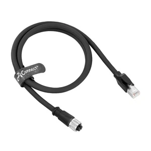 M12 X-Code 8 Pin Female to RJ45 Ethernet Cable Cat6A Shielded 10 Gbps Flexible - Picture 1 of 12