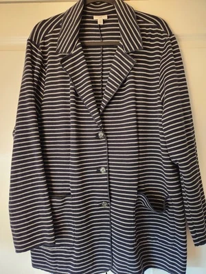 Chaqueta Blazer Jill Talla Grande 2X Rayas Tejida Tres Botones Suave Cómoda Elastizada Foto 1 de 4