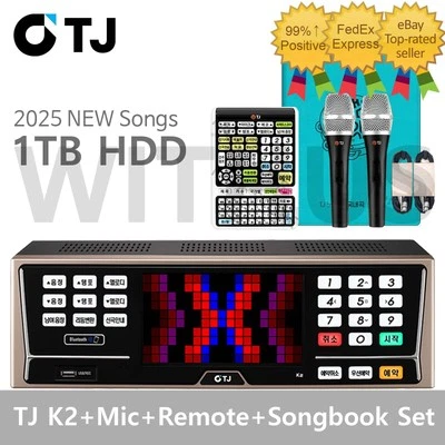 TJ Media K2 Karaoke Machine+Wired Mic 2pcs+TIR-1090 Keyboard Remote+Song Book - Image 1 of 4