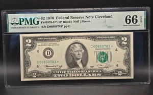 1976 $2 Two Dollar- FRN-Cleveland-⭐STAR note⭐-(D* Block) PMG 66 EPQ - Picture 1 of 2