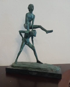 OTTO POERTZEL ALTO VOLANTE JÓVENES DESNUDOS JUGANDO SALTARRO GRAN PÁTINA - Imagen 1 de 12