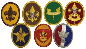 Set completo rango boy scout anni 70-80 Tenderfoot - toppa Eagle scout (WSJ974) - Foto 1 di 2