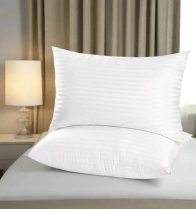 85% Hungarian Goose Feather &;  15% Goose Down Hotel Stripe pillows {1,2} - Picture 1 of 2