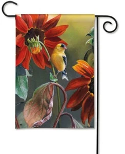 Breeze Art SUNSEEKERS Floral Yellow Bird  Garden Flag  12.5" x 18, NEW - Picture 1 of 1