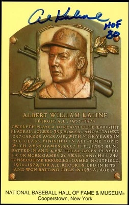 Al Kaline Autograph Signed Insc Hall Of Fame Plaque Postcard JSA Tigers - Image 1 of 3